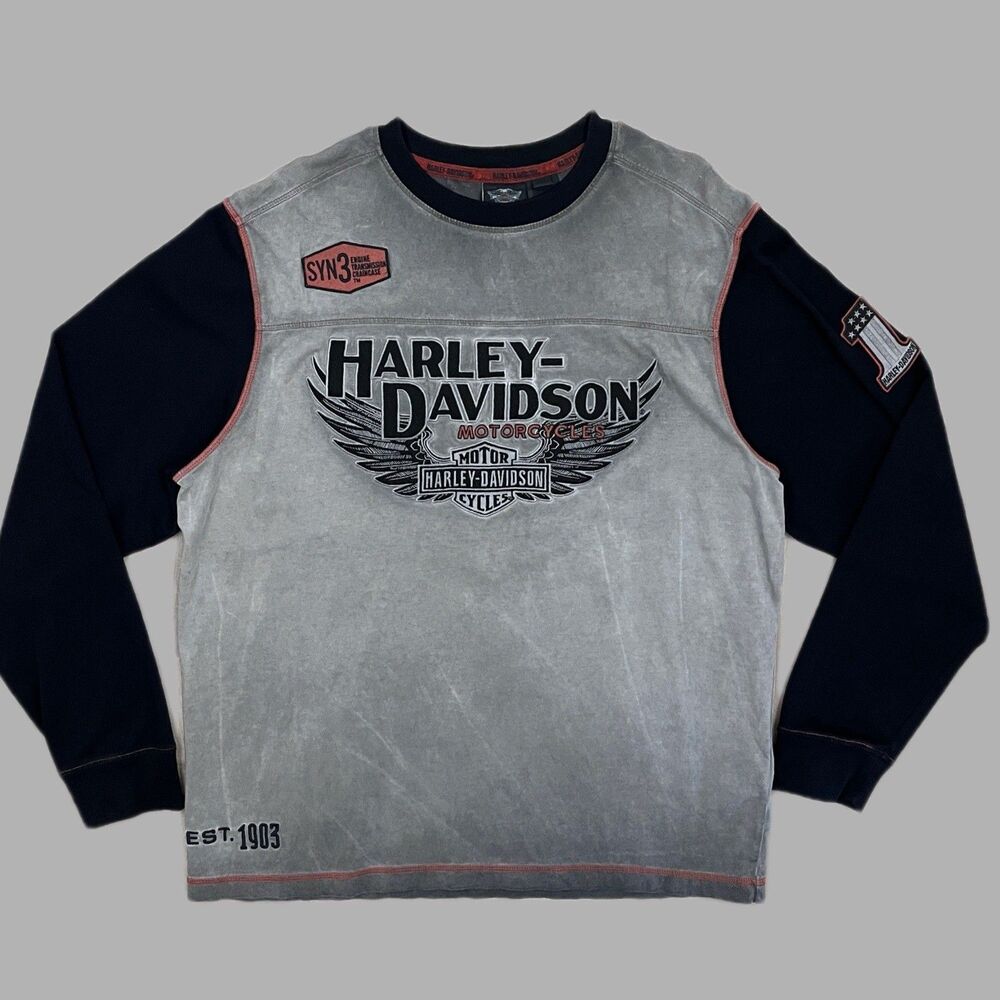 Harley-Davidson Men’s XL Embroidered Heavy Cotton Crewneck Long Sleeve
